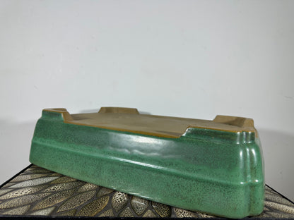 Preowned Japanese Tokoname Glazed Rectangular Bonsai Pot Yamafusa - 16.75” By 12.5”