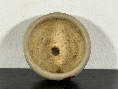 Preowned Japanese Tokoname Glazed Round Bonsai Pot Housou - 2” By 1”