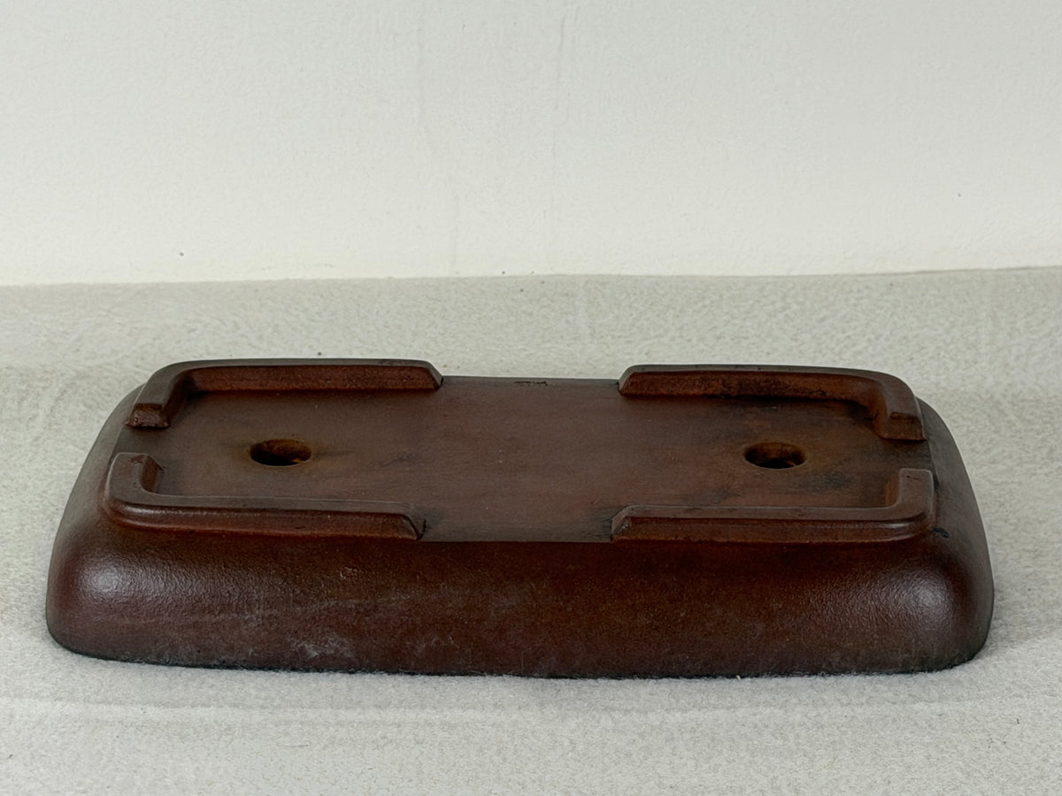 Preowned Old China Unglazed Shallow Rectangular Bonsai Pot - 8.25” x 5” x 1.25”