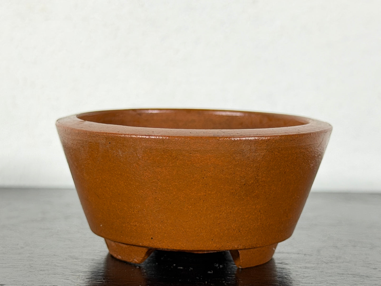 Preowned Vintage Japanese Tokoname Unglazed Round Bonsai Pot Eimei - 2.25” By 1 1/8”