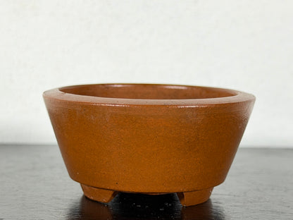 Preowned Vintage Japanese Tokoname Unglazed Round Bonsai Pot Eimei - 2.25” By 1 1/8”