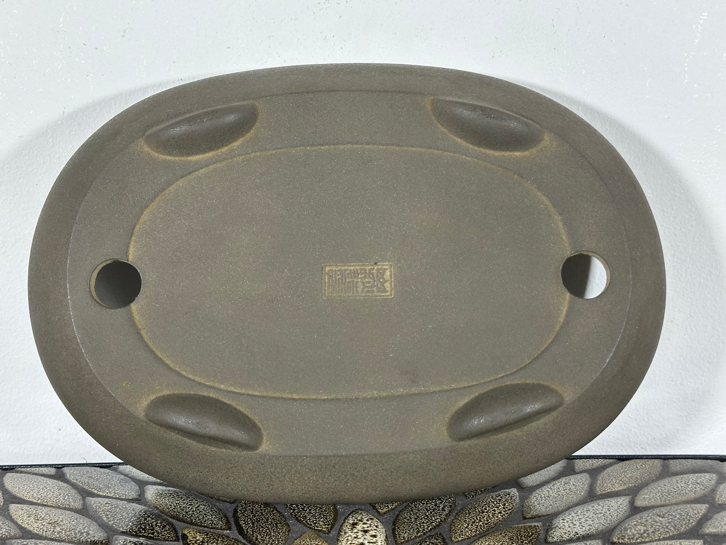 Preowned Vintage Japanese Tokoname Unglazed Bag Style Bonsai Pot Yamaaki - 11.5” By 8”