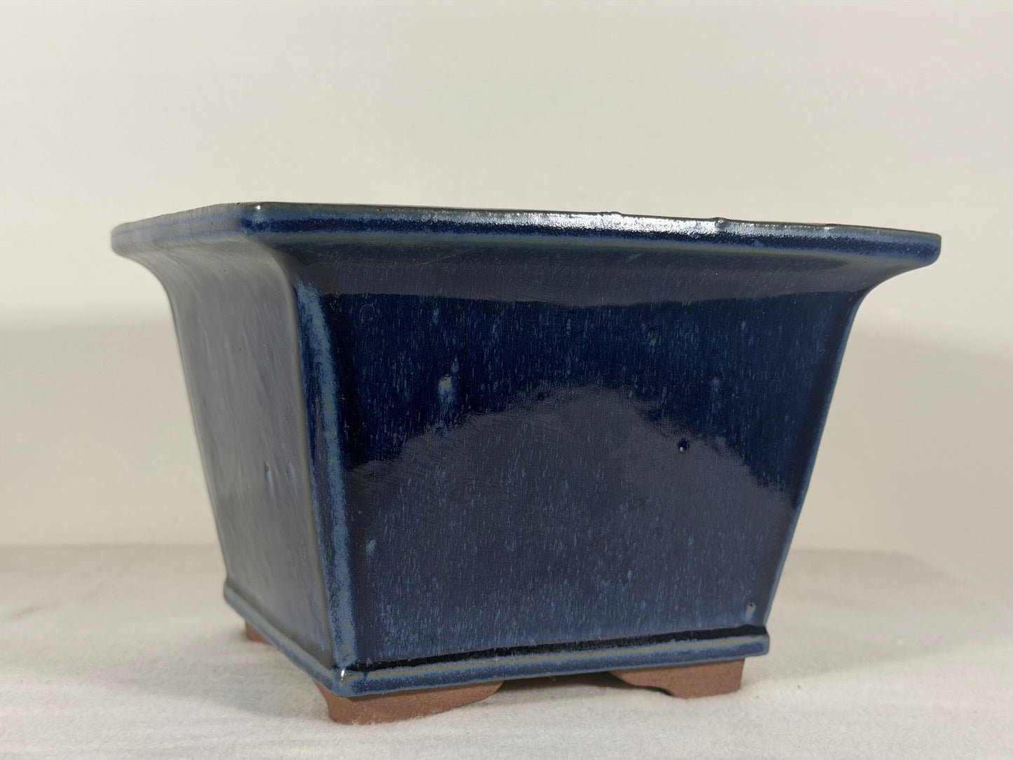Preowned Japanese Tokoname Glazed Square Bonsai Pot Youzan - 7.75” By 5.25”
