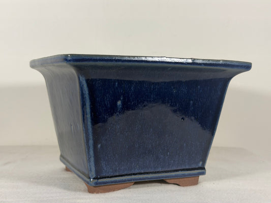 Preowned Japanese Tokoname Glazed Square Bonsai Pot Youzan - 7.75” By 5.25”