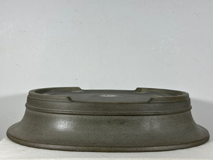 Preowned Japanese Tokoname Unglazed Oval Bonsai Pot Seizan - 17.25” By 14.25”