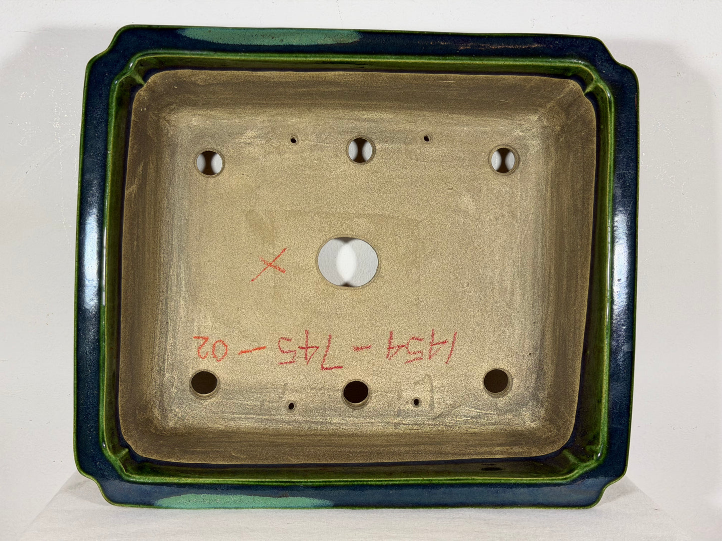 New Japanese Tokoname Glazed Rectangular Bonsai Pot Mazan Terahata - 14.75” By 12.75”