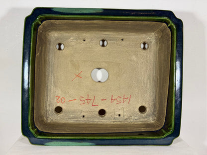 New Japanese Tokoname Glazed Rectangular Bonsai Pot Mazan Terahata - 14.75” By 12.75”