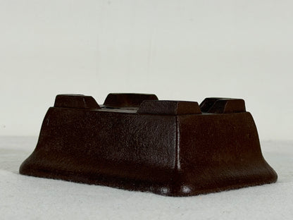 Preowned Japanese Tokoname Unglazed Rectangular Bonsai Pot Yamaaki - 4.5” x 3.5” x 1 5/8”
