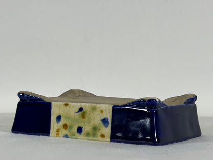 Preowned Japanese Tokoname Glazed Rectangular Bonsai Pot Satomi - 6.25” By 4.5”