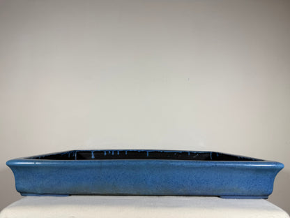 Preowned Japanese Tokoname Glazed Shallow Rectangular Bonsai Pot Aiba Koyo - 19” x 13” x 2.5”