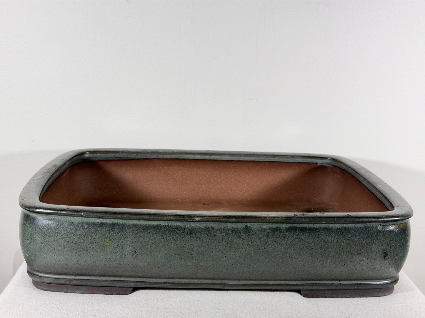 Preowned Japanese Tokoname Glazed Rectangular Bonsai Pot Shizan - 16.25” By 12.25”