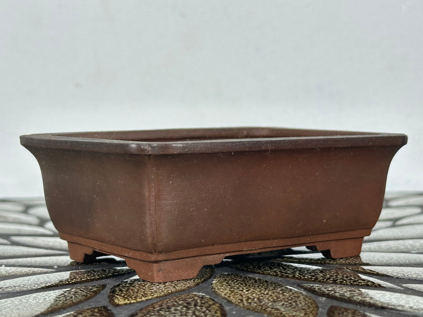 Preowned Japanese Tokoname Unglazed Rectangular Bonsai Pot - 4.25” By 3.25”