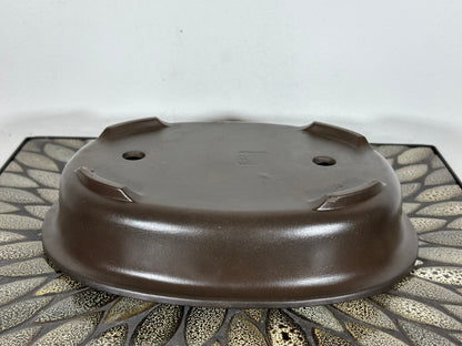 Preowned Japanese Tokoname Unglazed Oval Bonsai Pot Kaiyou - 11” By 8.75”