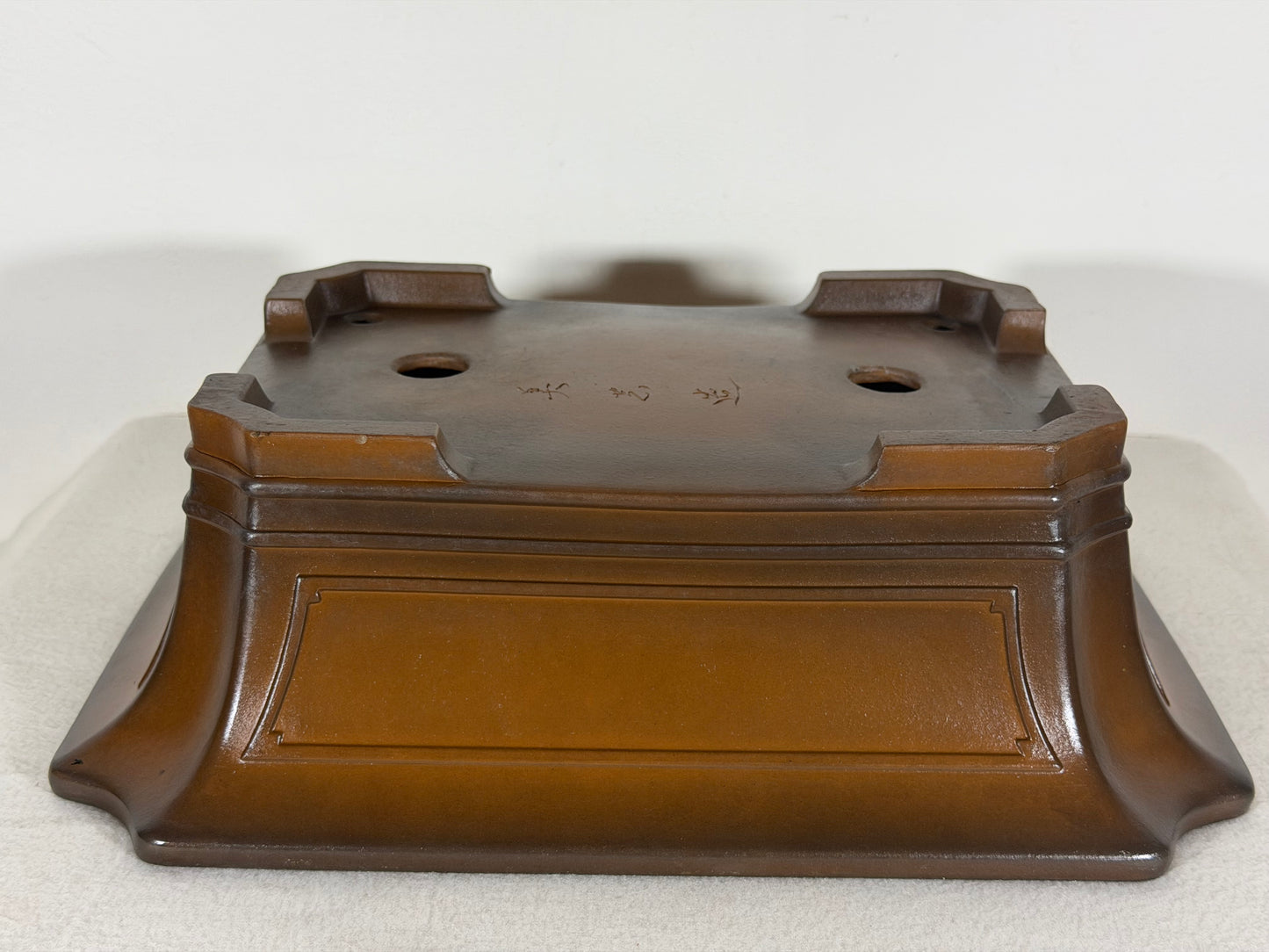 Preowned Japanese Tokoname Unglazed Rectangular Bonsai Pot Bigei - 12” By 9.25”