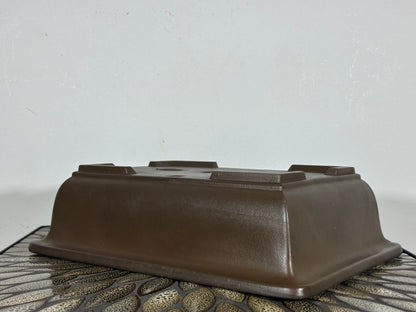 Preowned Japanese Tokoname Unglazed Rectangular Bonsai Pot Senkoen - 12” By 8.75”