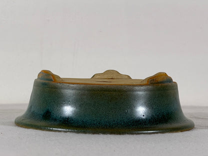 Preowned Vintage China Glazed Round Bonsai Pot Has Patina - 5 7/8” By 1 7/8”