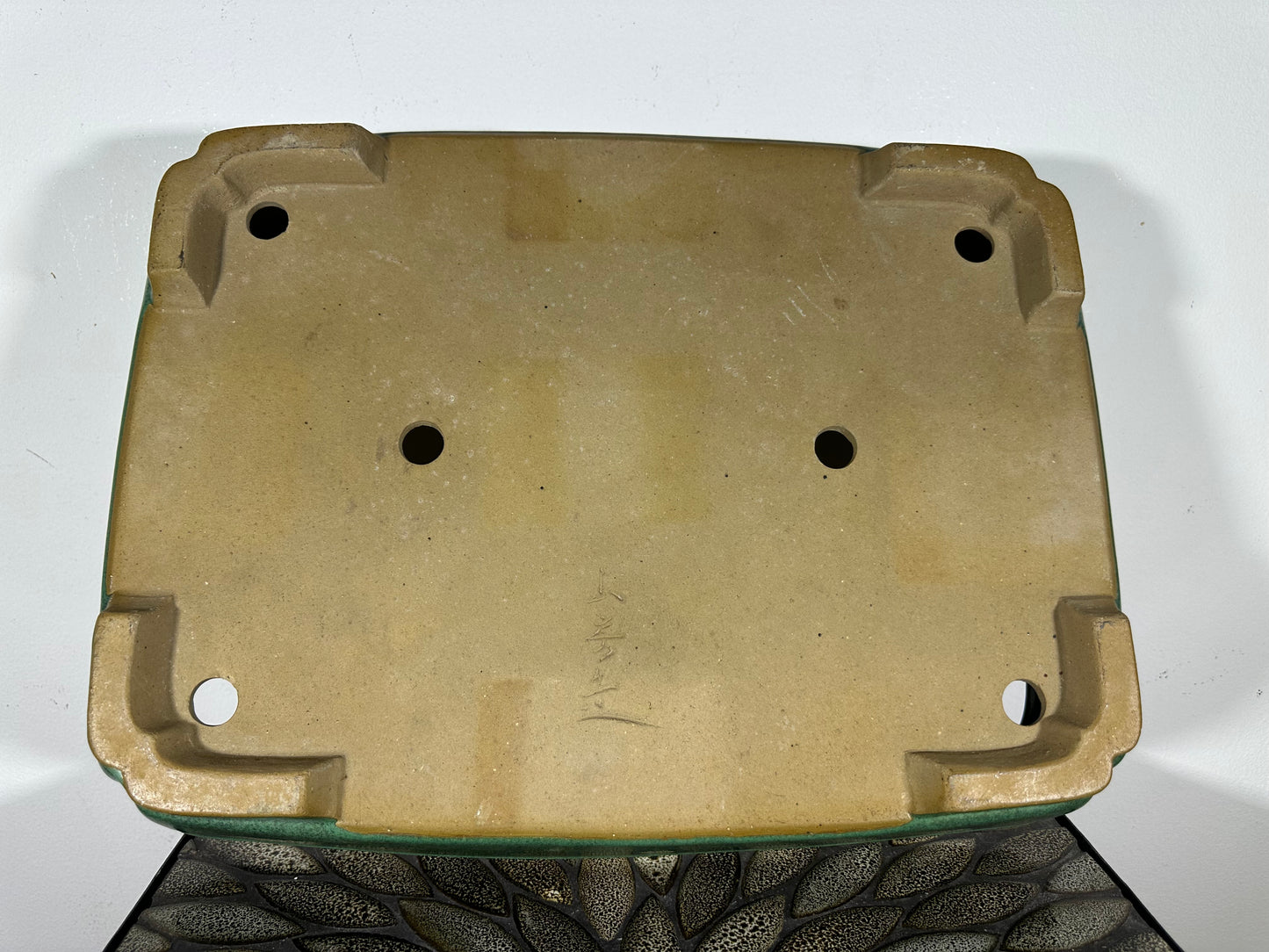 Preowned Japanese Tokoname Glazed Rectangular Bonsai Pot Yamafusa - 16.75” By 12.5”