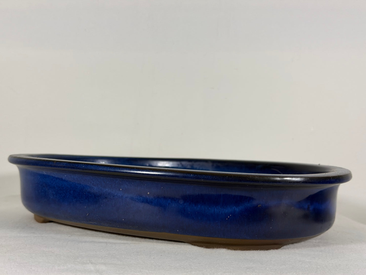 Preowned Japanese Tokoname Glazed Oval Bonsai Pot - 13.25” By 10”