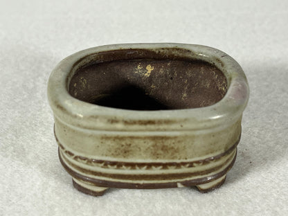 Preowned Japanese Tokoname Rectangular Bonsai Pot Tosui - 2 1/8” By 1.75”
