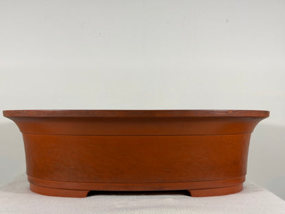 Preowned Japanese Tokoname Oval Bonsai Pot Has Stamps - 16.5” x 12.75” x 4.75”