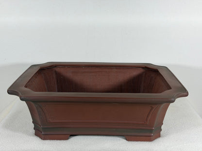 Preowned Japanese Tokoname Unglazed Rectangular Bonsai Pot Bigei - 12.25” By 9.5”