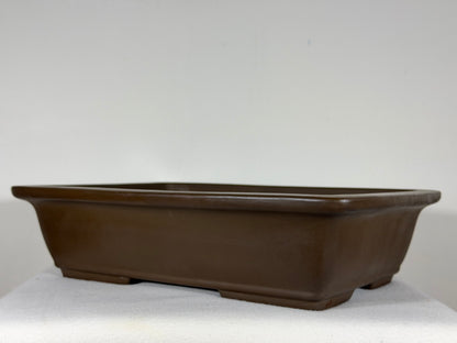 Preowned Japanese Tokoname Unglazed Rectangular Bonsai Pot Yamaaki - 16.25” By 11.75”