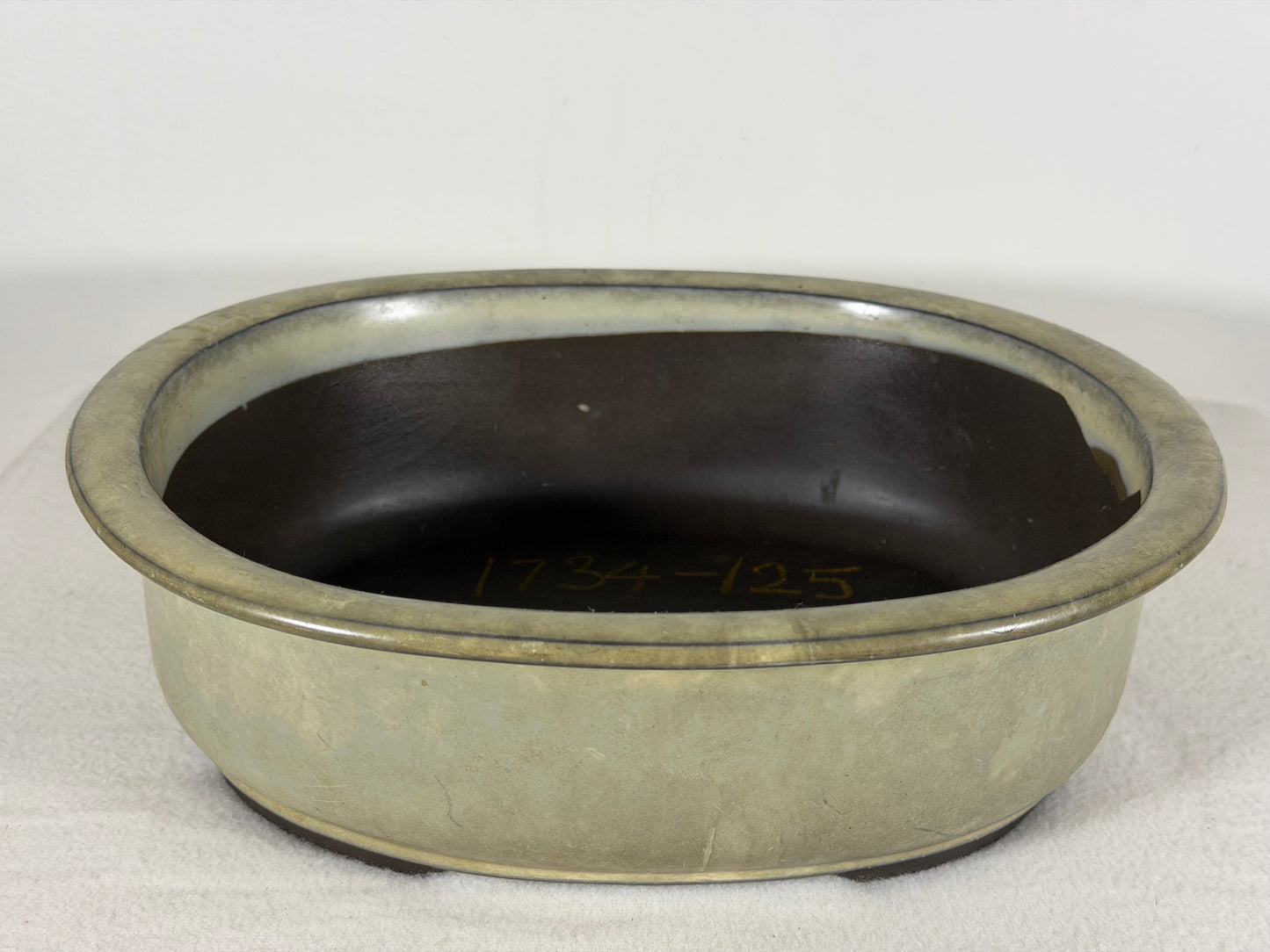 Preowned Japanese Tokoname Glazed Oval Bonsai Pot - 10.25” By 8.75”