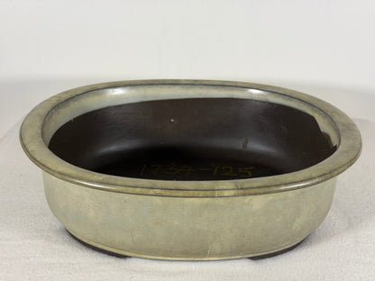 Preowned Japanese Tokoname Glazed Oval Bonsai Pot - 10.25” By 8.75”