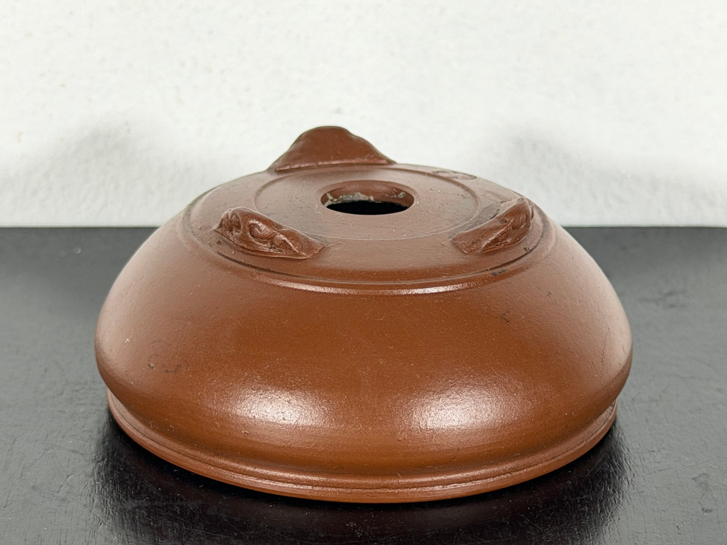 New Japanese Tokoname Unglazed Bag Style Bonsai Pot Bigei - 3 1/8” By 1 3/8”