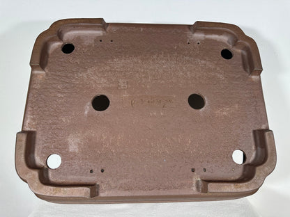 Preowned Japanese Tokoname Unglazed Rectangular Bonsai Pot Keizan - 18.5” By 14”
