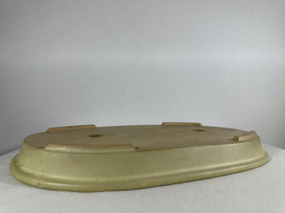 Preowned Japanese Glazed Oval Shallow Bonsai Pot - 13.25” By 8.5”