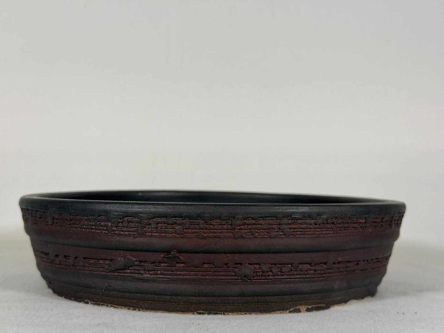 Preowned Japanese Tokoname Unglazed Round Bonsai Pot - 9.25” By 2.25”