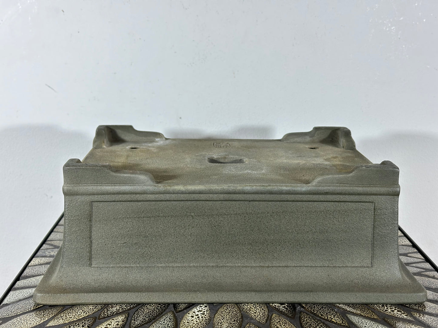 Preowned Vintage Japanese Tokoname Unglazed Rectangular Bonsai Pot Yamakou - 13 3/8” By 10.25”