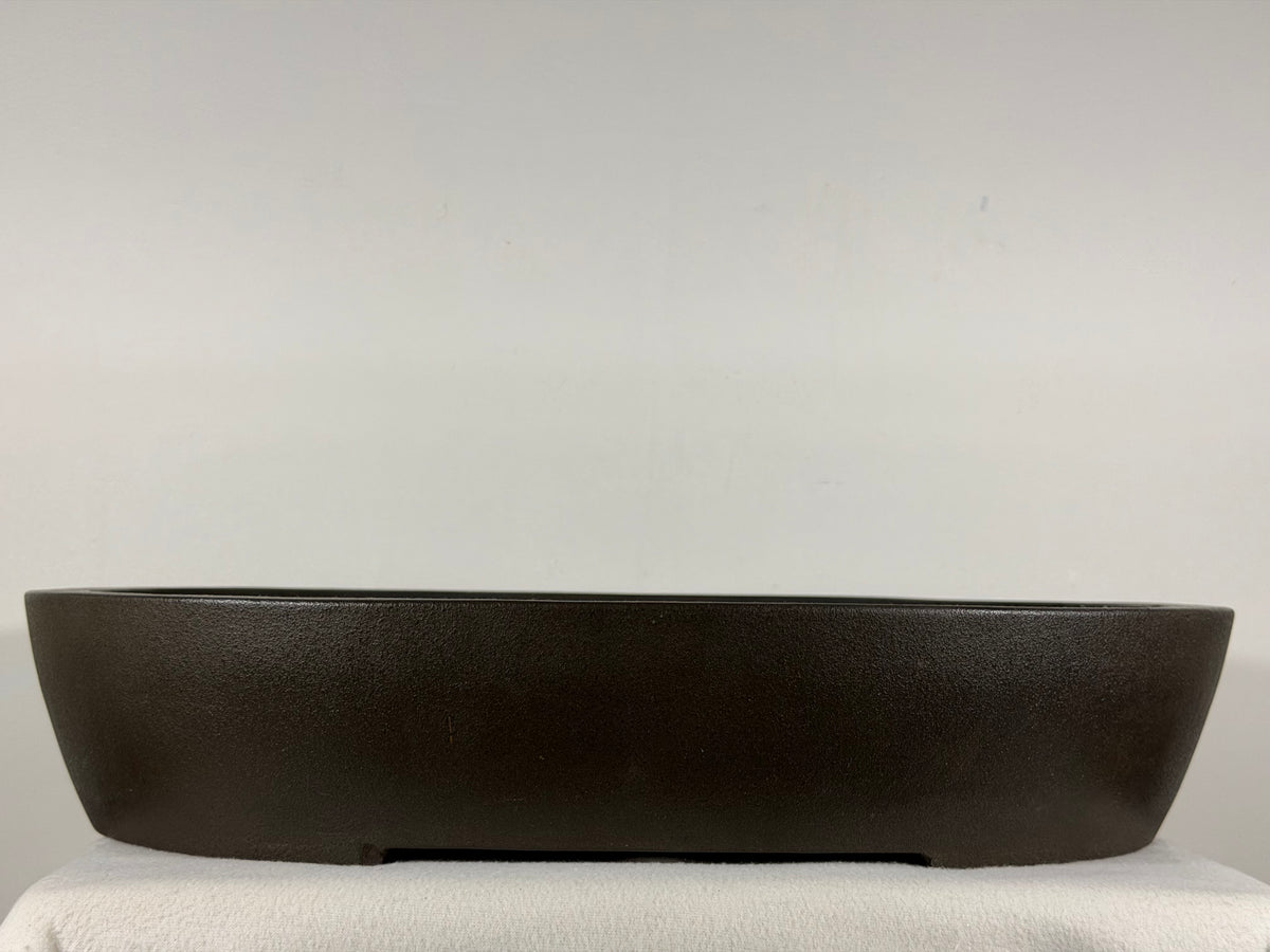 Preowned Japanese Tokoname Unglazed Oval Bonsai Pot Yamaaki - 19.75” x 16.25” x 3.75”