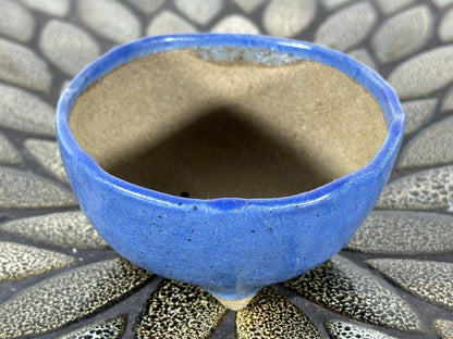 Preowned Japanese Tokoname Glazed Round Bonsai Pot with Stamps - 3.75” By 1.75”