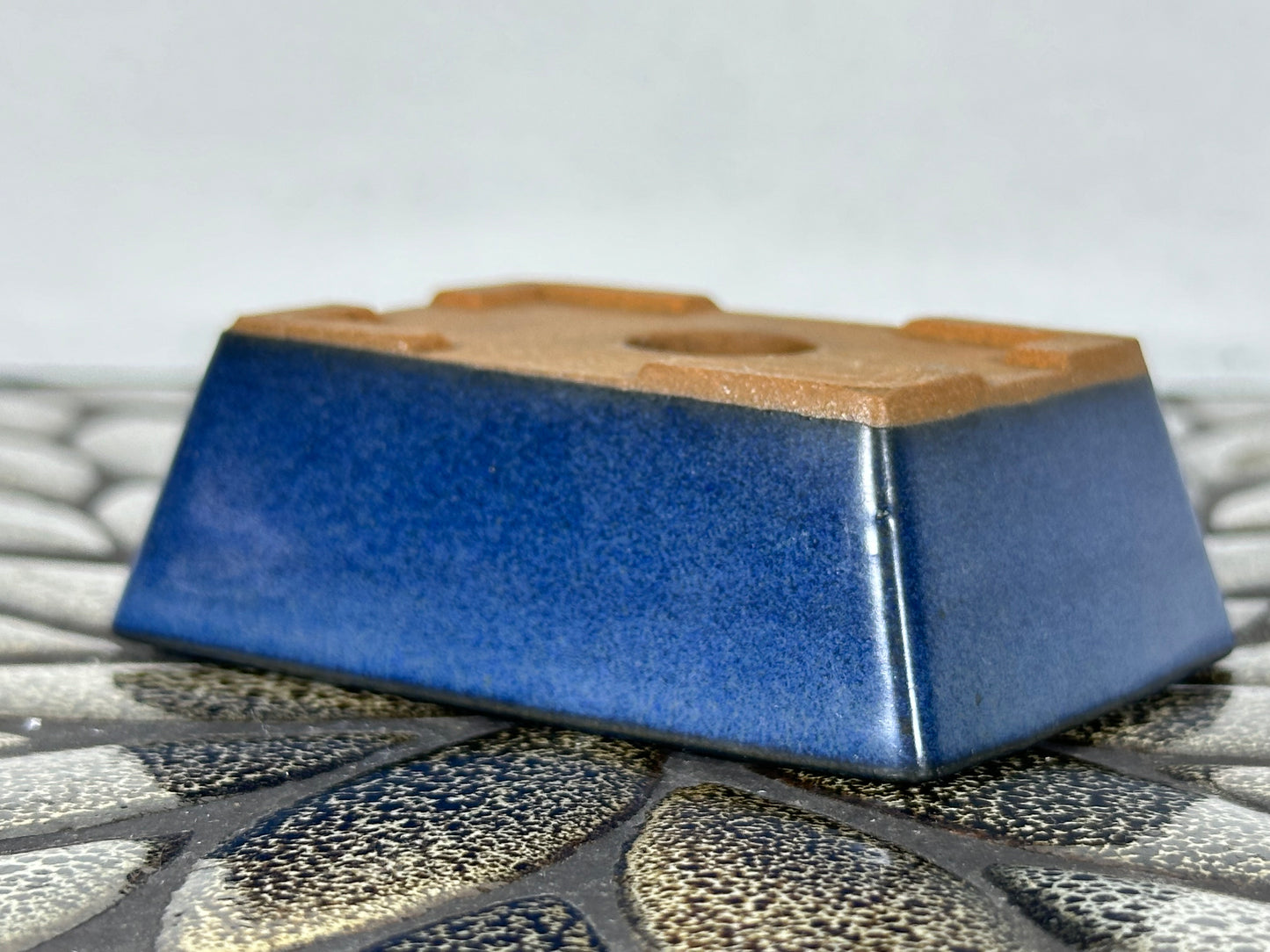 Preowned Japanese Tokoname Glazed Rectangular Bonsai Pot - 3.25” By 2.25”