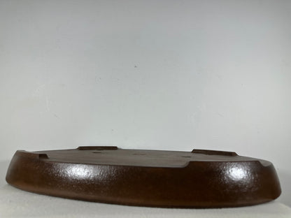 Preowned Japanese Tokoname Unglazed Oval Shallow Bonsai Pot Seizan - 20.5” By 14.5”