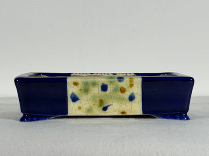 Preowned Japanese Tokoname Glazed Rectangular Bonsai Pot Satomi - 6.25” By 4.5”