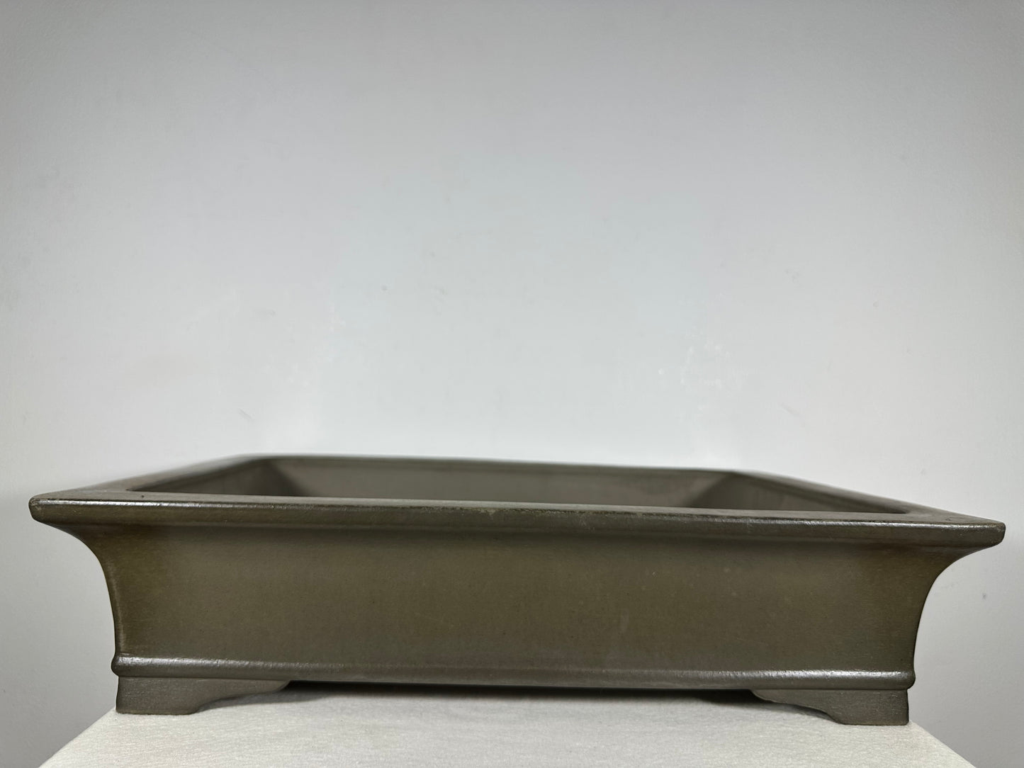 Preowned Japanese Tokoname Unglazed Rectangular Bonsai Pot Seizan - 18.5” By 13.5”