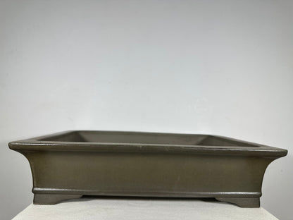 Preowned Japanese Tokoname Unglazed Rectangular Bonsai Pot Seizan - 18.5” By 13.5”