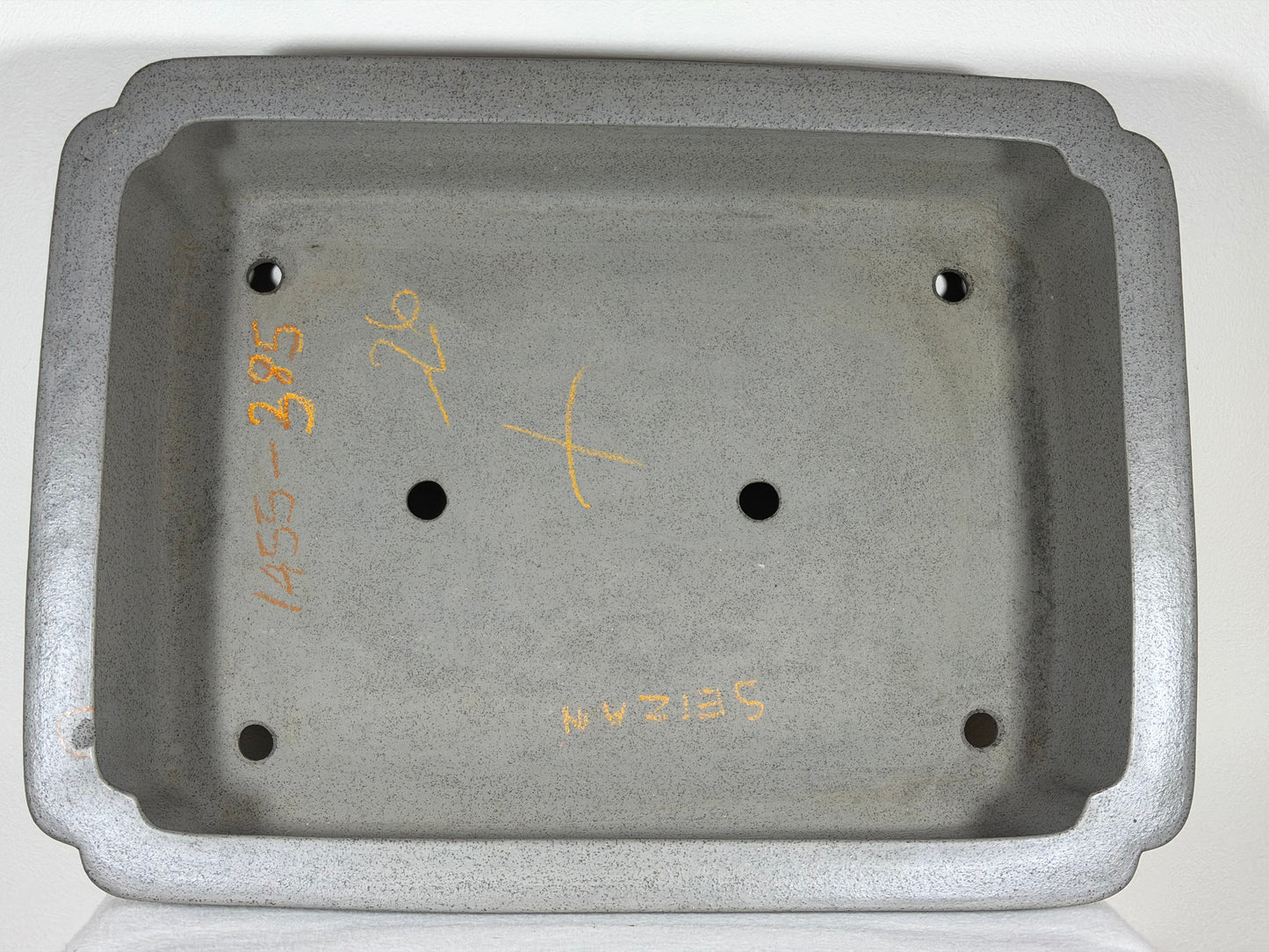 Preowned Japanese Tokoname Unglazed Rectangular Bonsai Pot Seizan - 19” By 14”