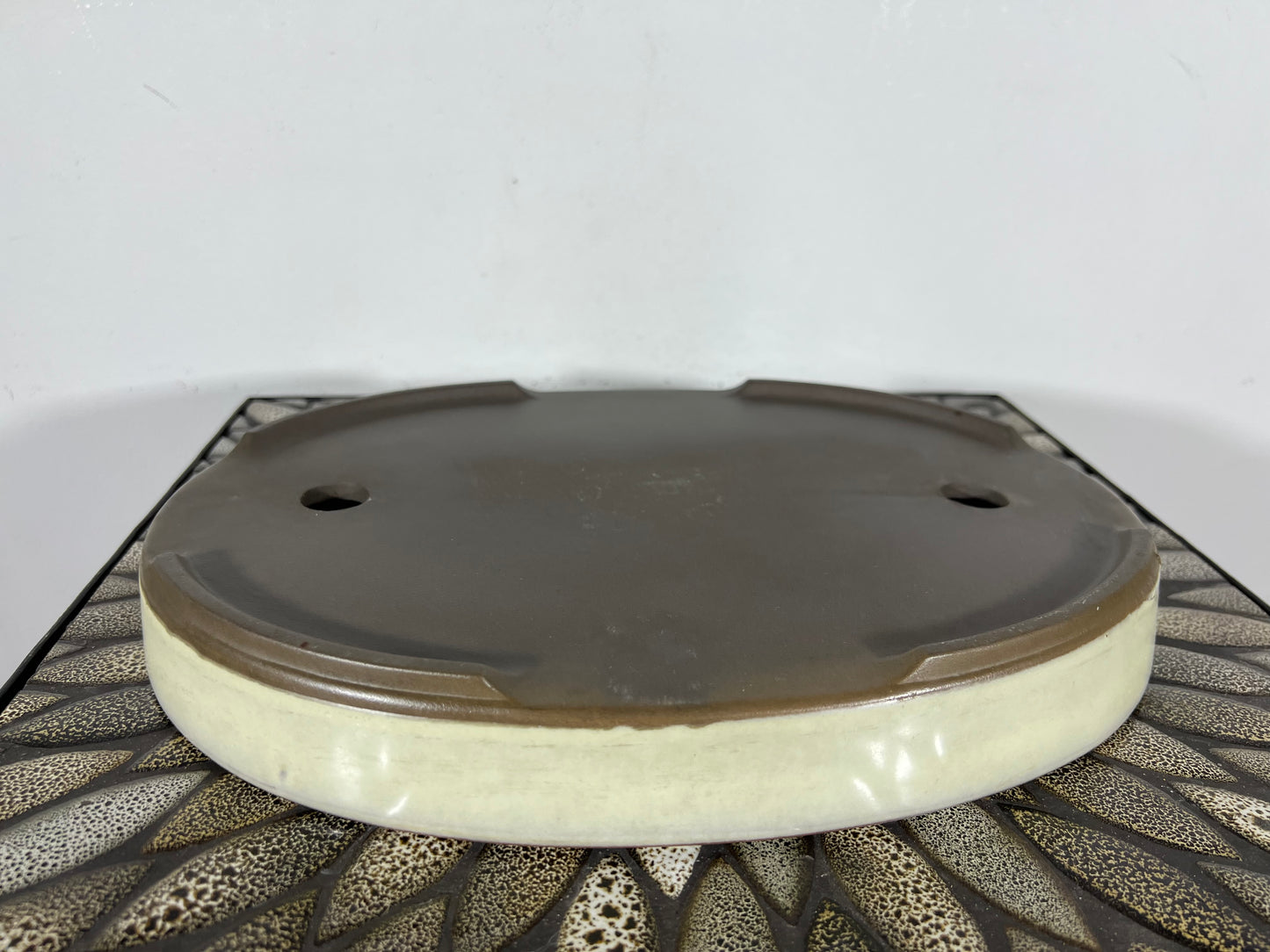Preowned Japanese Tokoname Shallow Oval Bonsai Pot - 12.75” By 9.25”