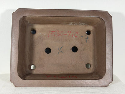 Preowned Japanese Tokoname Unglazed Rectangular Bonsai Pot Keizan - 12” By 9.25”