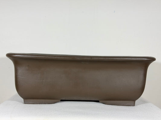 Preowned Vintage Japanese Tokoname Unglazed Rectangular Bonsai Pot Maruhei - 15.5” By 10.25”