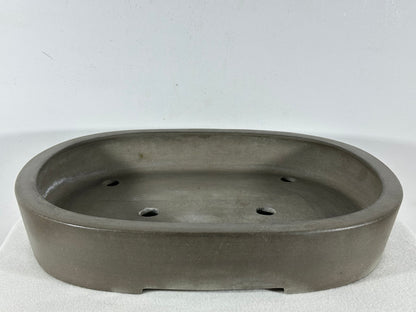 Preowned Japanese Tokoname Unglazed Oval Bonsai Pot Seizan - 14.75” By 11.75”