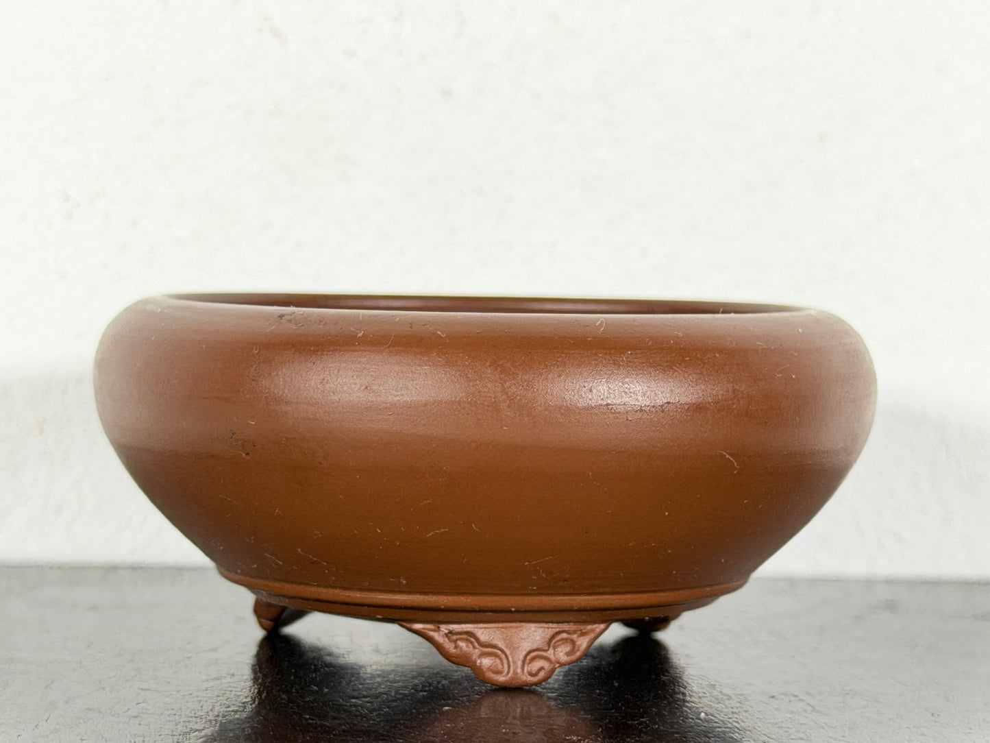 New Japanese Tokoname Unglazed Round Bonsai Pot Bigei - 3 1/8” By 1 3/8”