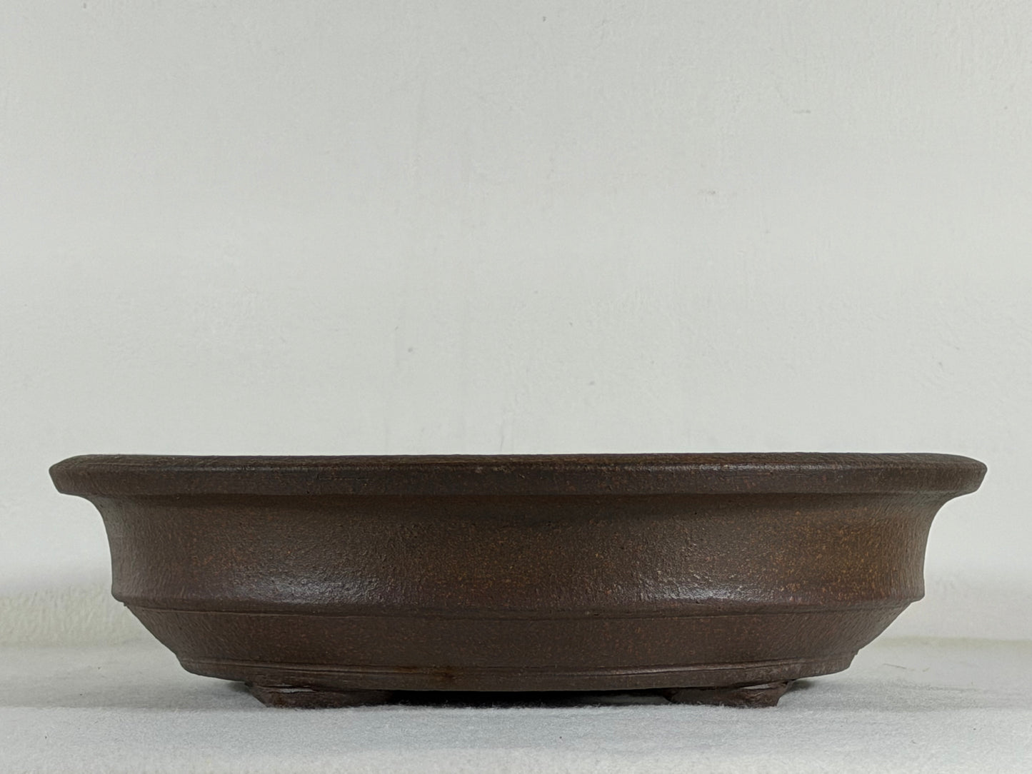 Preowned Japanese Tokoname Unglazed Round Bonsai Pot Mazan Terahata - 10.25” By 2.5”