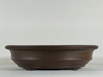 Preowned Japanese Tokoname Unglazed Round Bonsai Pot Mazan Terahata - 10.25” By 2.5”