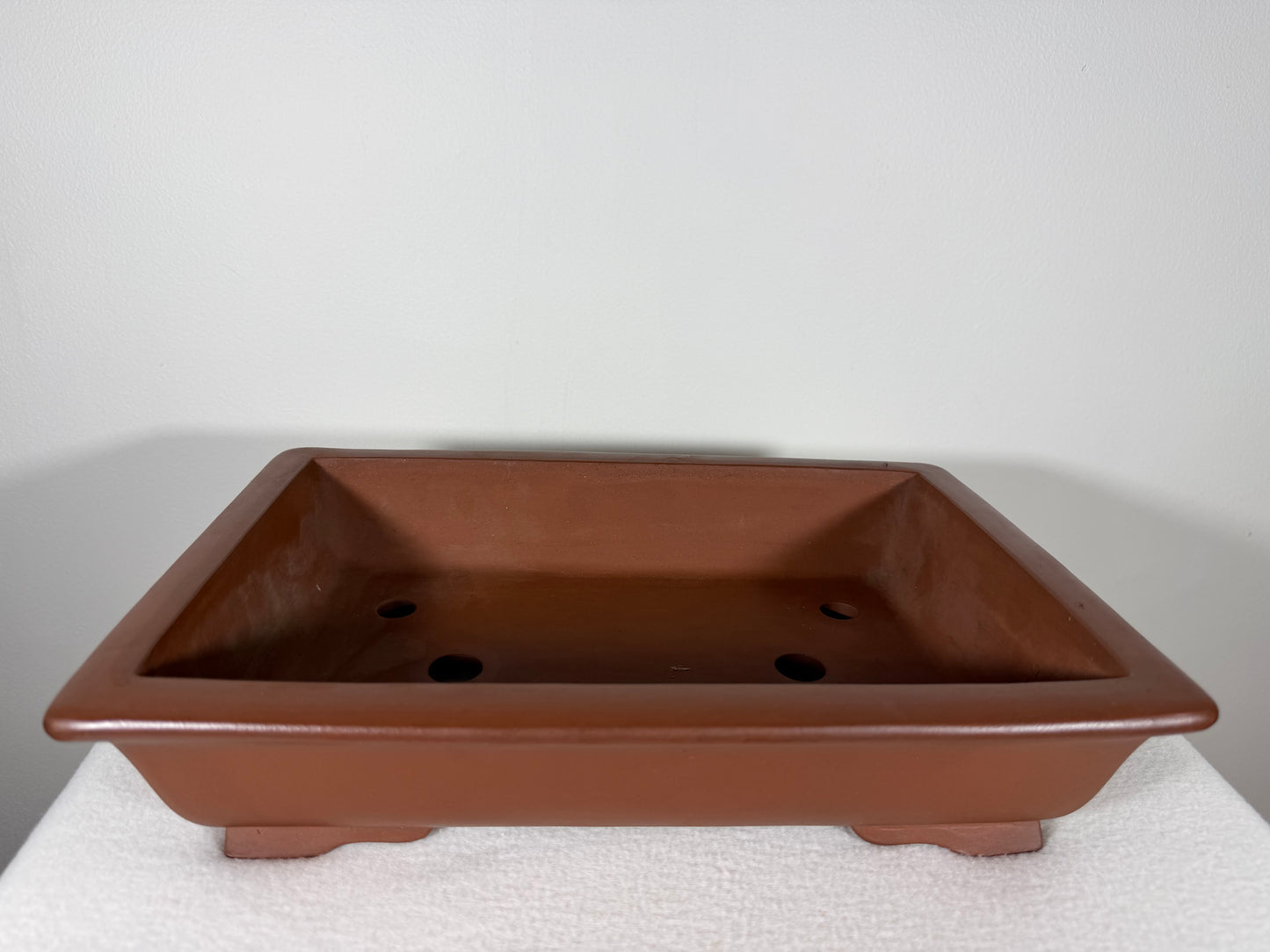 Preowned Japanese Tokoname Rectangular Unglazed Bonsai Pot - 13.25” By 9.25”