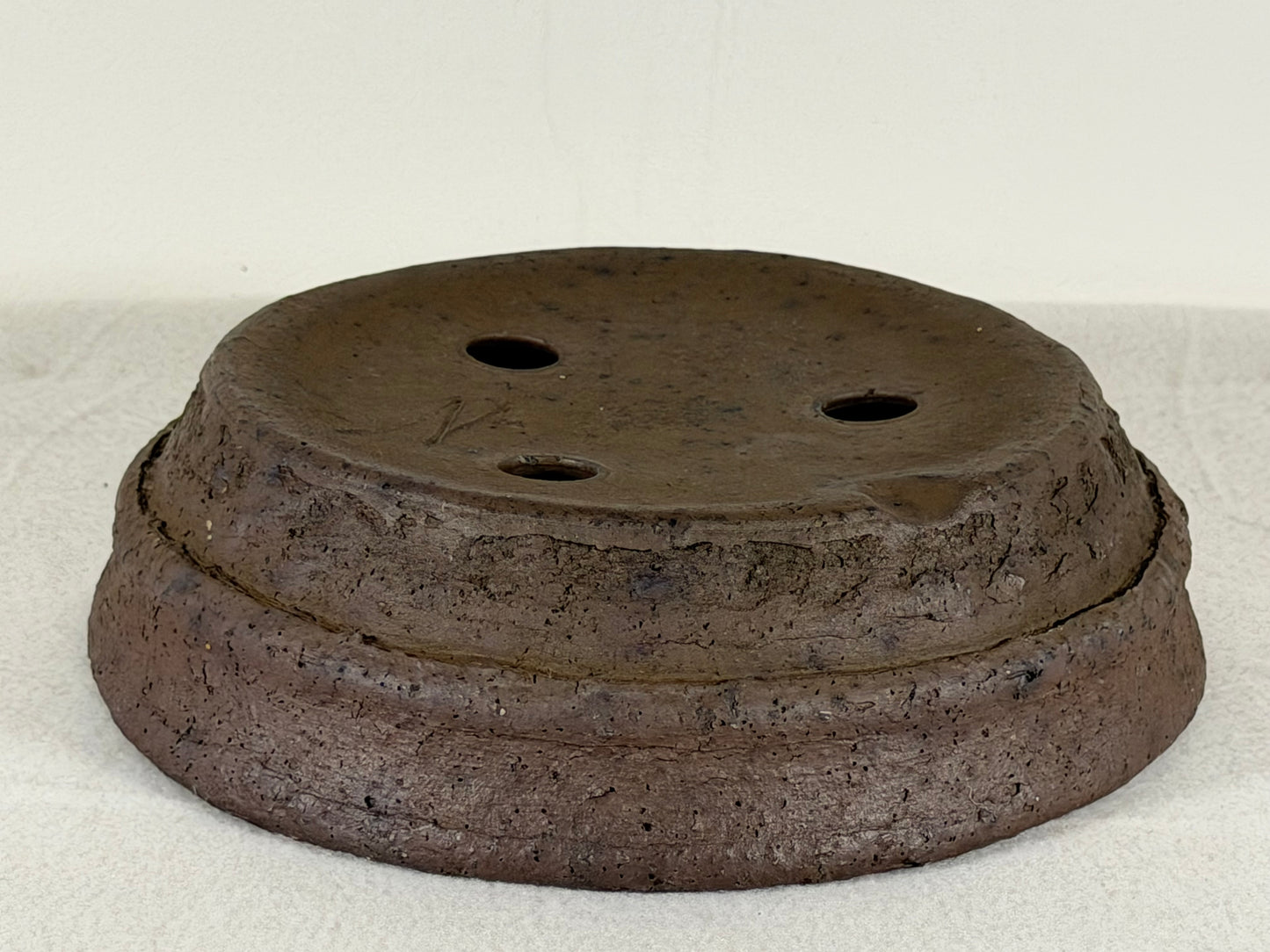 Preowned Japanese Tokoname Unglazed Nanban Style Bonsai Pot Matsushita - 8” By 2.25”